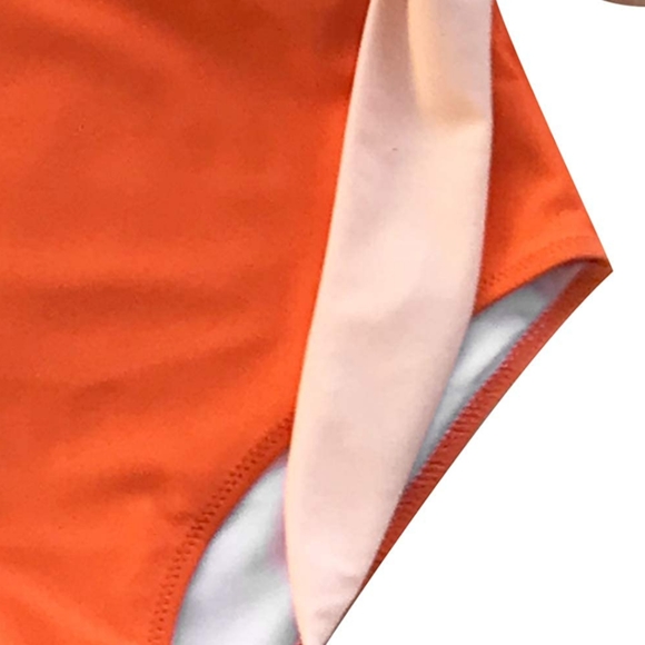 NWT CUPSHE One Piece Swimsuit Wrap Side Tie Color Block Monokini Orange White M - Picture 5 of 5